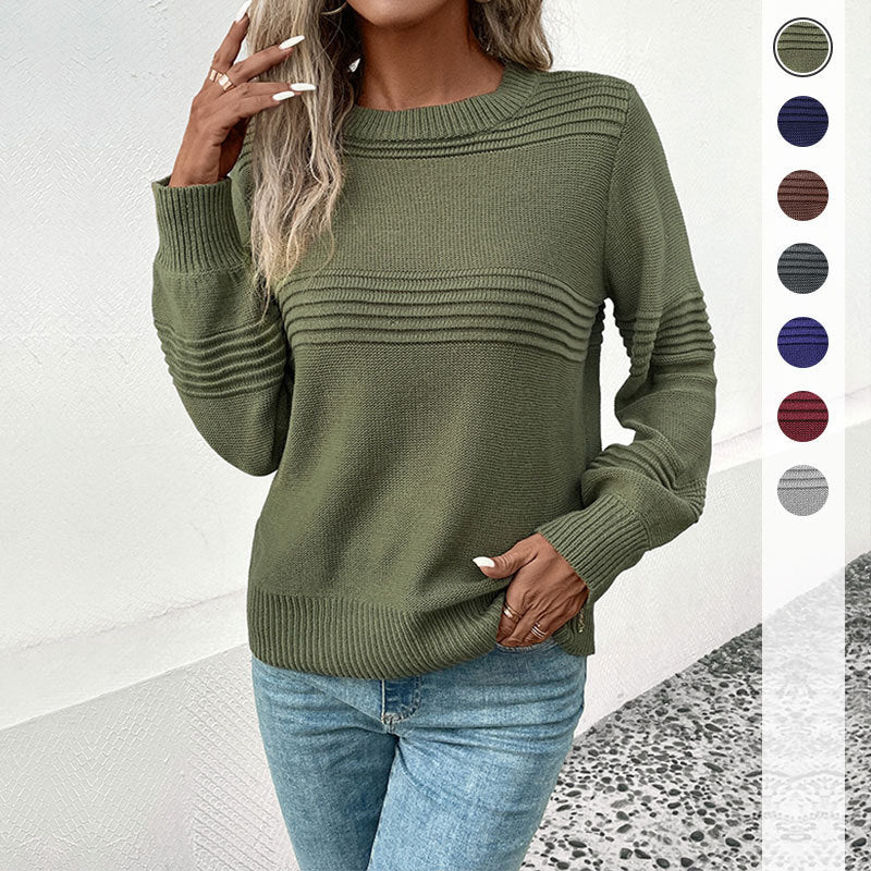 Damen Lässiger Strickpullover mit gerippten Details Drune