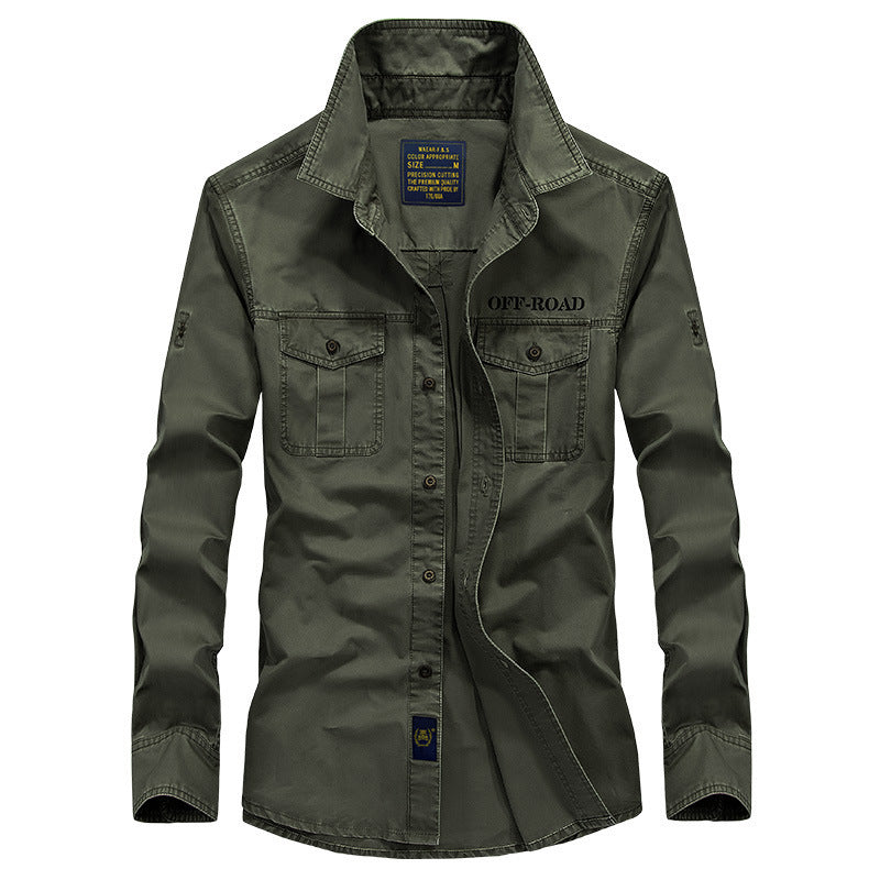 Herren Baumwoll-Utility-Hemd mit Pattentaschen und legerer Passform Drune