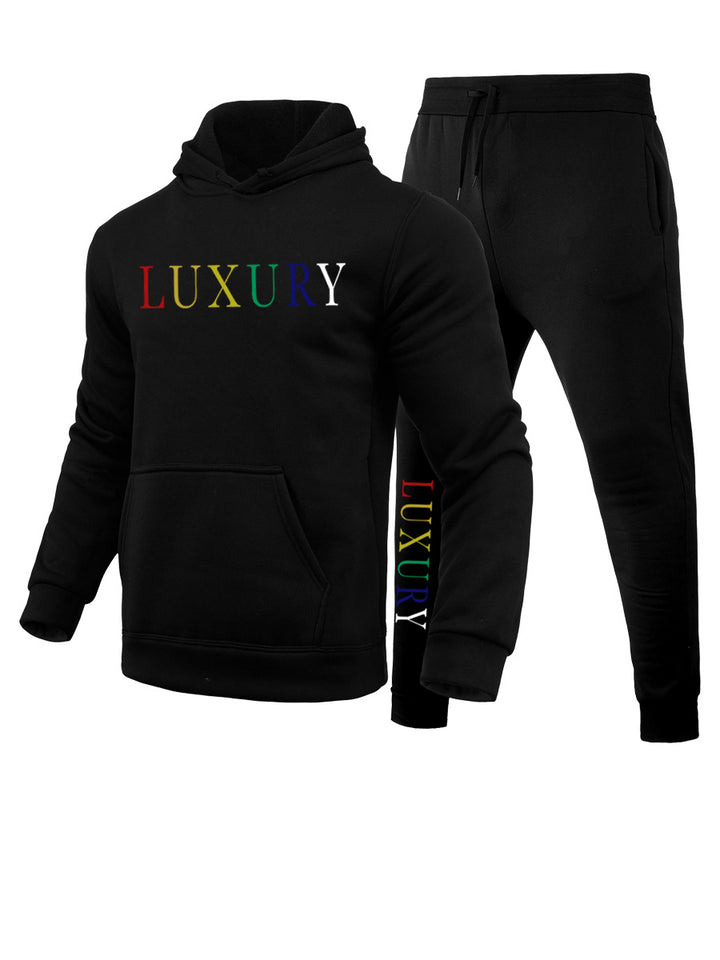 Herren Sportliches Kapuzenoberteil und Jogginghose Set mit modischem Schriftzug Drune