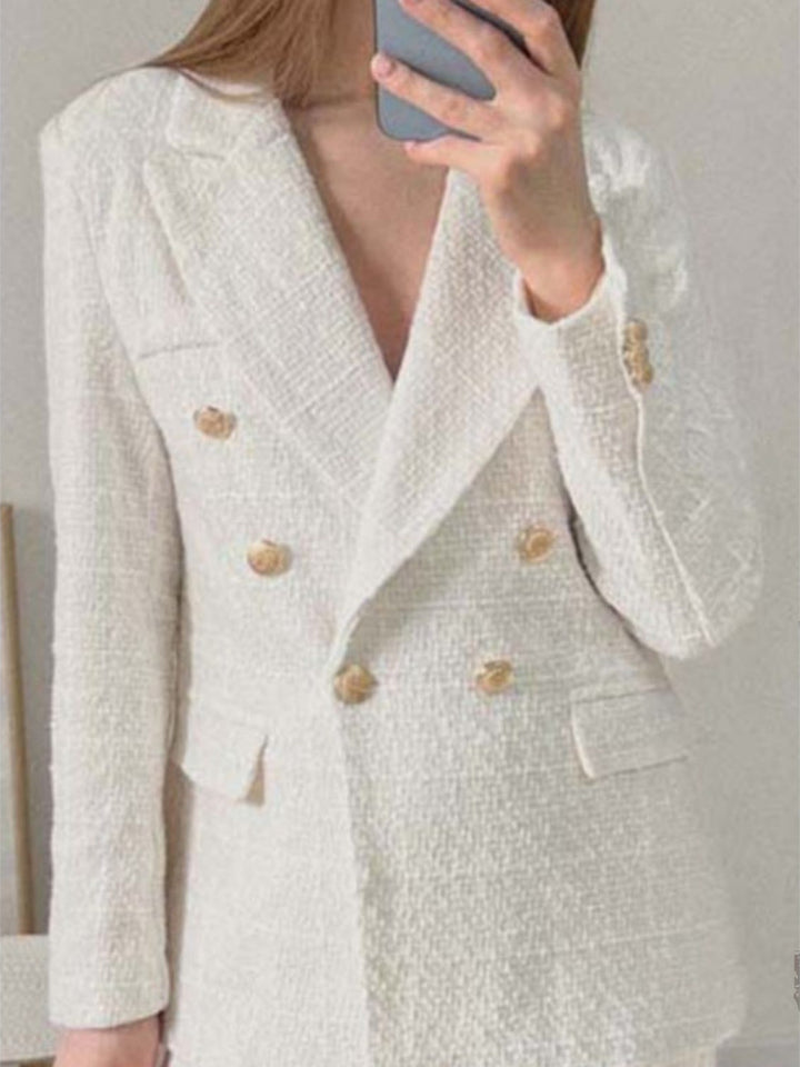Damen Tweed Blazerjacke mit doppelter Knopfleiste und elegantem Schnitt Drune