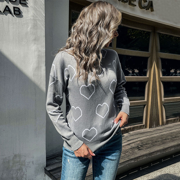 Damen Feinstrickpullover mit Herzmuster und legerer Passform Drune