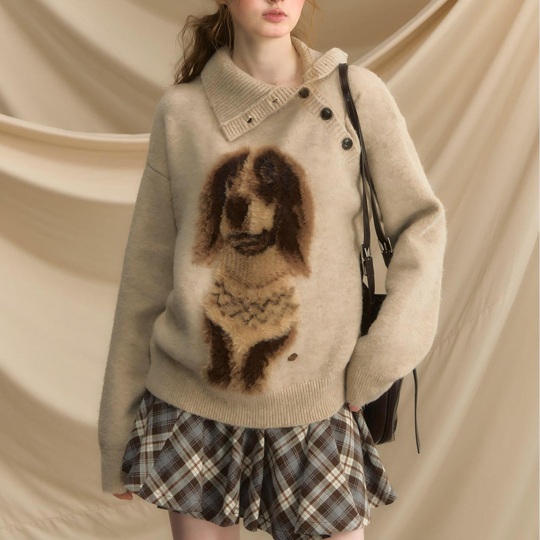 Damen Pullover mit einzigartigem Tiermotiv und strukturierter Oberfläche Drune