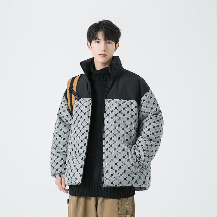 Herren Steppjacke mit Allover-Muster und hohem Kragen Drune