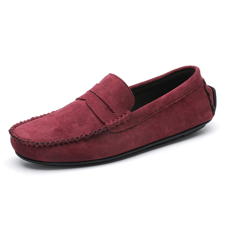 Herren elegante Veloursleder-Mokassin Fahrerhalbschuhe mit handgenähter Vordernaht und flexibler Gummiprofilsohle Drune