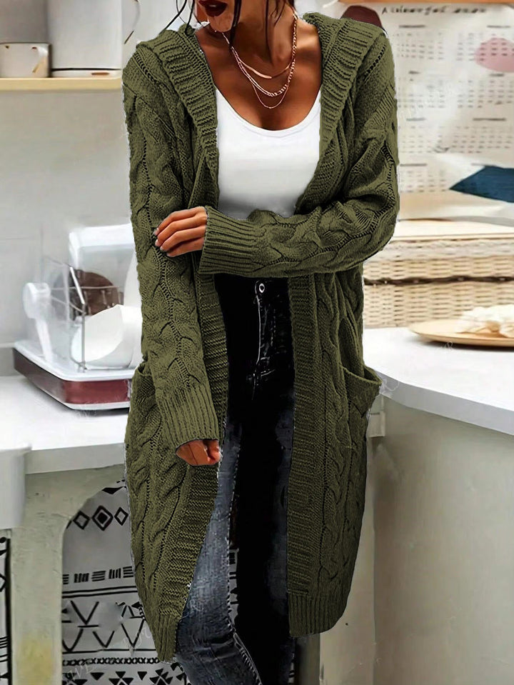 Damen Grobstrick Cardigan mit seitlichen Taschen und strukturiertem Zopfdesign Drune
