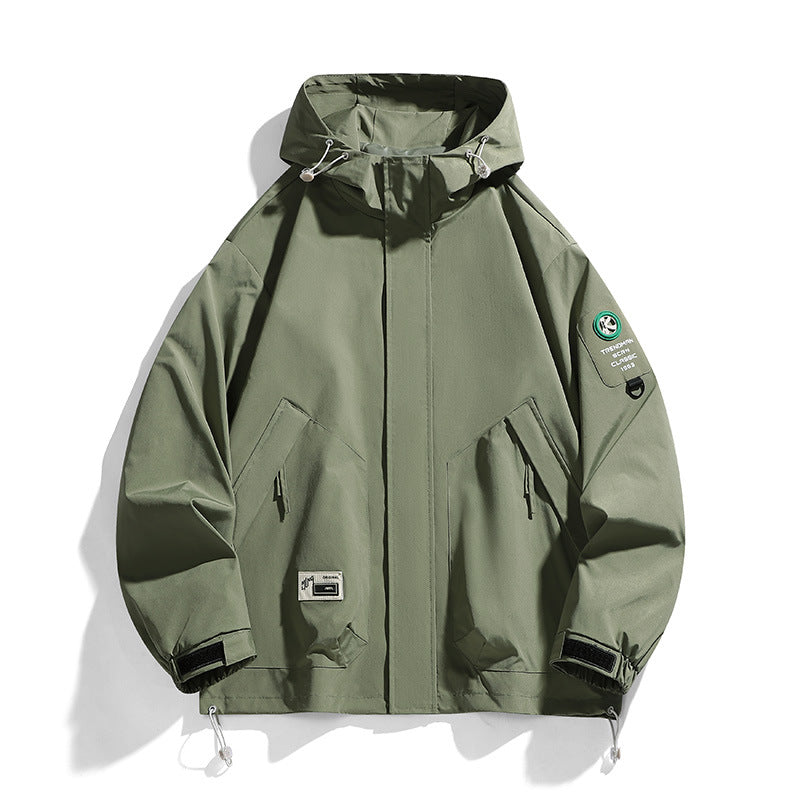 Herren Oversize-Utility-Kapuzenjacke mit verstellbarem Saum, verdecktem Reißverschluss und Multifunktions-Taschen Drune