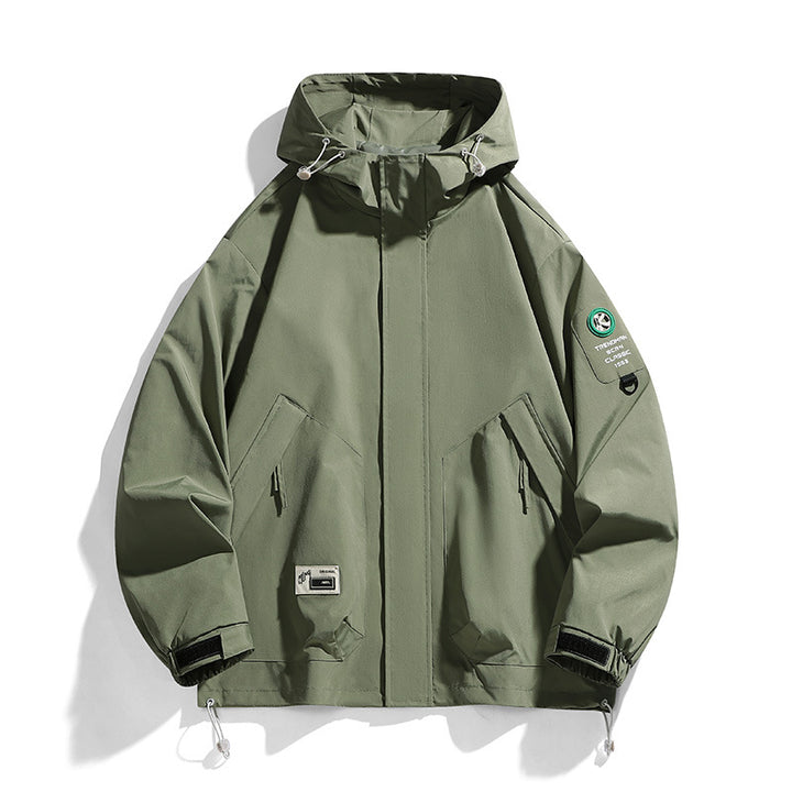 Herren Oversize-Utility-Kapuzenjacke mit verstellbarem Saum, verdecktem Reißverschluss und Multifunktions-Taschen Drune