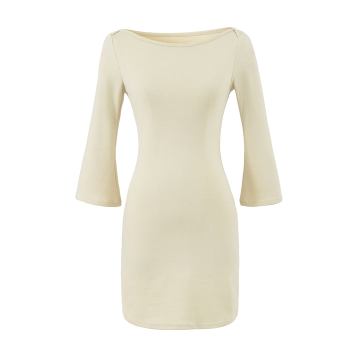 Damen Figurnahes Midikleid mit weitem Rundhals und Glockenärmeln Drune