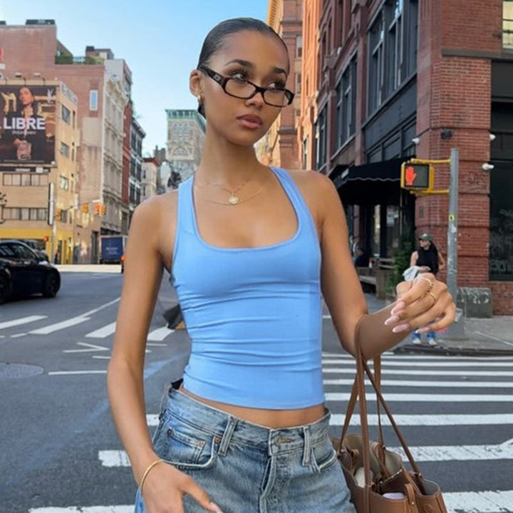 Damen Sportliches Tanktop mit breiten Trägern Drune