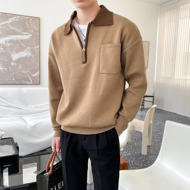 Herren Elegante Sweatjacke mit Stehkragen und Reißverschluss Drune