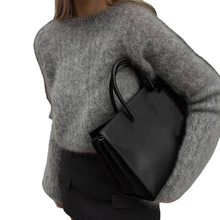 Damen Oversize-Mohairpullover mit voluminösen Ballonärmeln und Feinstrickkragen Drune