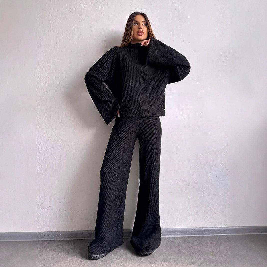 Damen Loungewear-Set mit weitem Schnitt und modernem Rippdesign