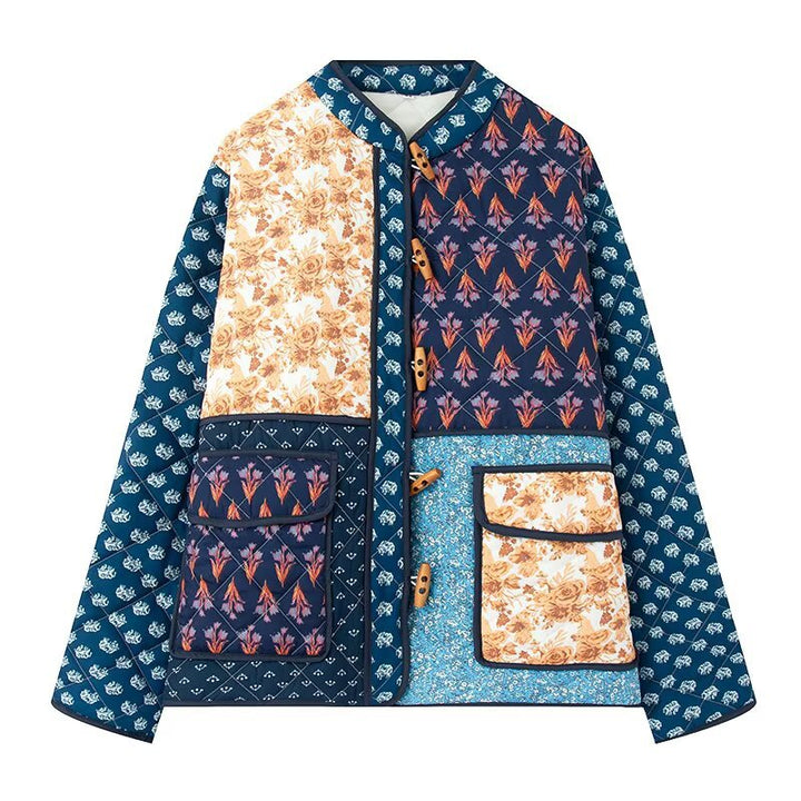 Damen Patchwork Steppjacke mit aufwendigen Mustern und praktischen Taschen Drune