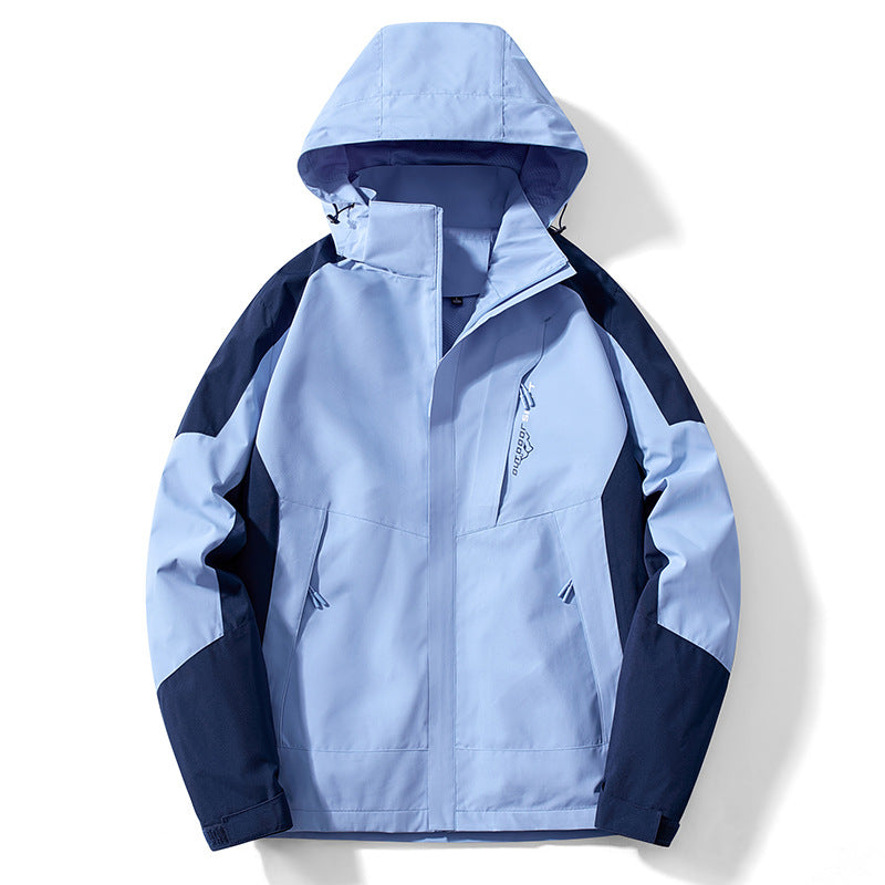 Herren Colorblock Softshell-Trekkerjacke mit Kapuze, verdeckten Reißverschlüssen und seitlichen Eingrifftaschen Drune