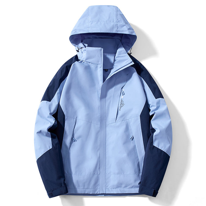 Herren Colorblock Softshell-Trekkerjacke mit Kapuze, verdeckten Reißverschlüssen und seitlichen Eingrifftaschen Drune