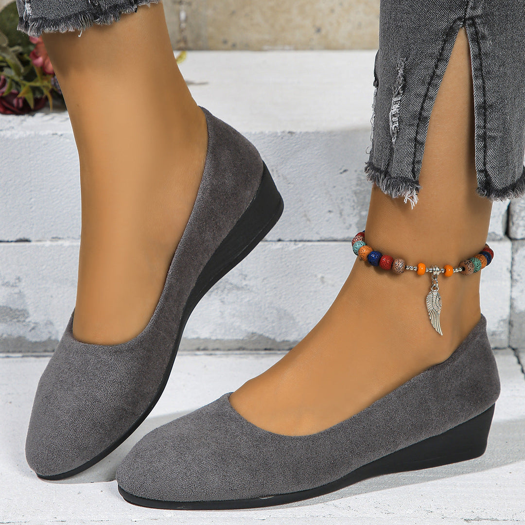 Damen elegante Wedge-Pantoletten mit bequemen Fußbett und rutschfester Sohle Drune