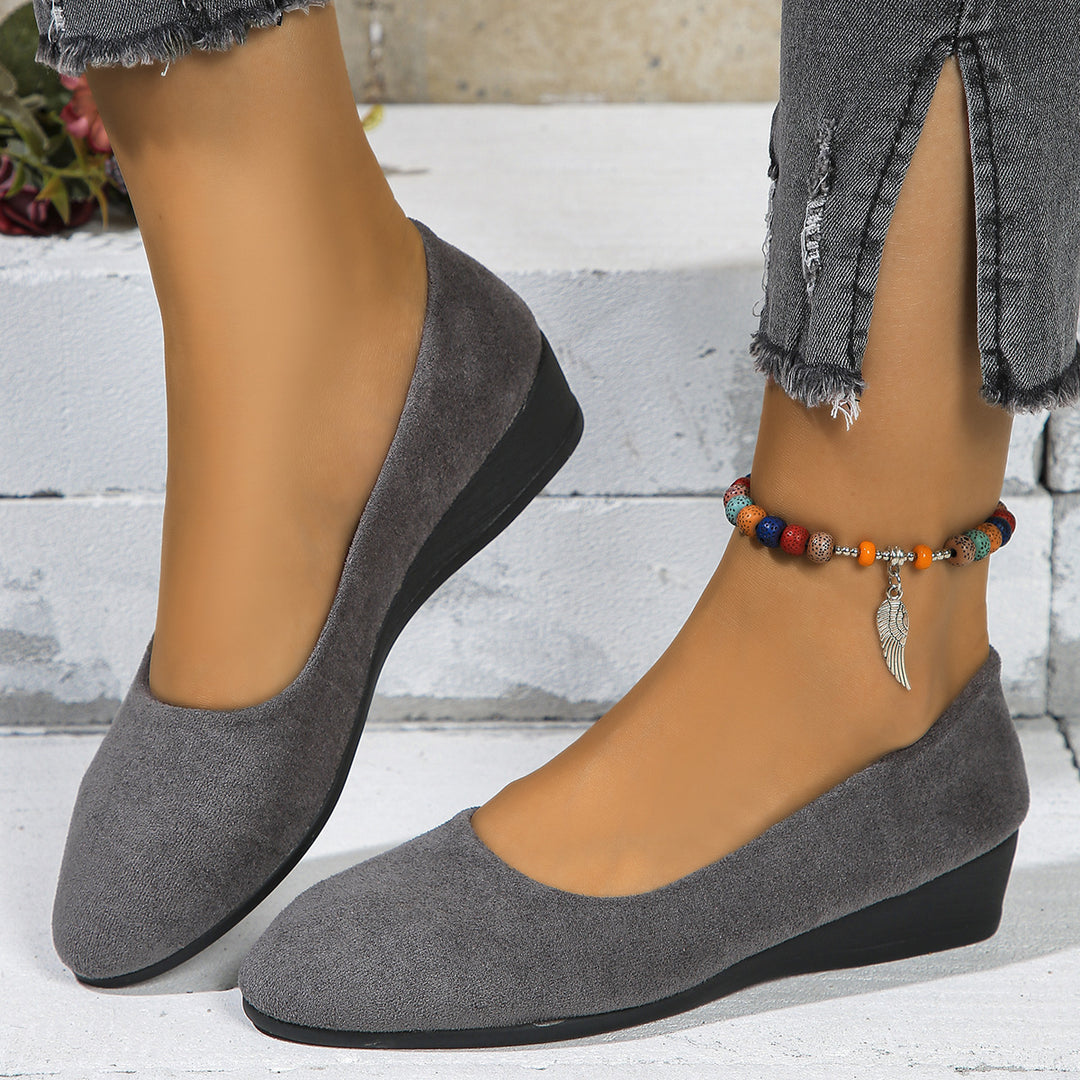 Damen Komfort-Keilabsatz-Ballerina aus Veloursleder Drune