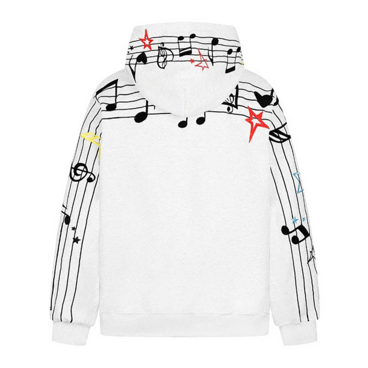 Damen Kapuzen-Sweatshirt mit musikalischem Noten- und Sternprint, relaxed Fit Drune