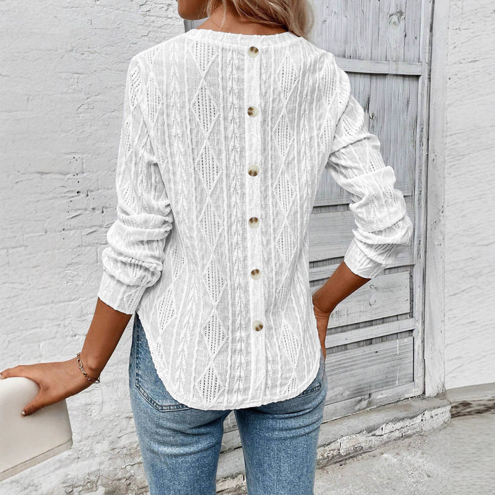 Damen Strukturierte Ajour‑Strickbluse mit Rundhals und legerer Silhouette Drune