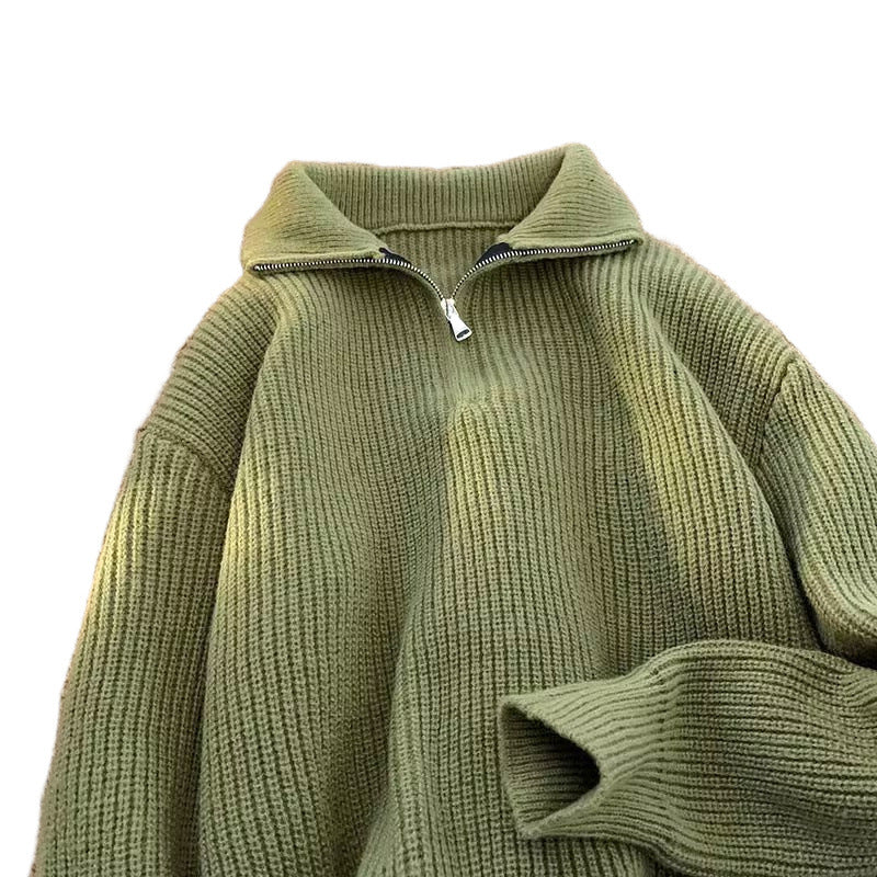 Herren lässiger Stehkragenpullover mit Reißverschluss Drune