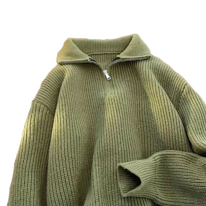 Herren lässiger Stehkragenpullover mit Reißverschluss Drune