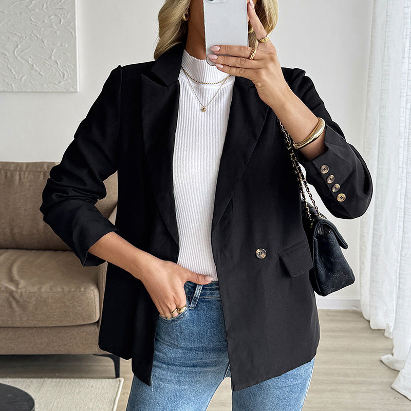Damen Eleganter Blazer mit Knopfdetails und ausgefallenem Schnitt Drune
