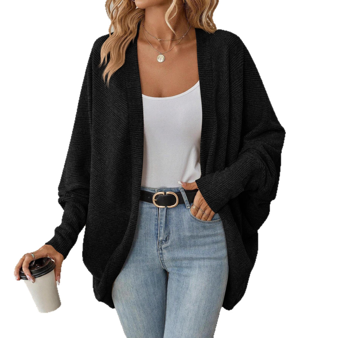 Damen lässige Strickjacke mit offenem Schnitt und modernem Texturmuster Drune