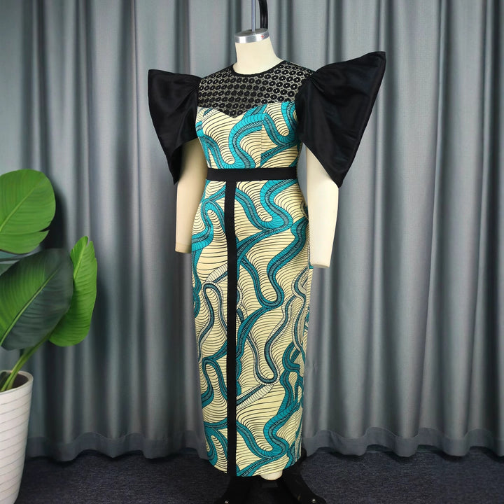 Damen Elegant designendes Maxikleid mit auffälligen Puffärmeln Drune