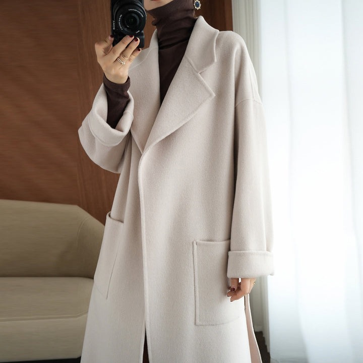 Damen Wollmix-Longcoat im Oversize-Schnitt mit großen aufgesetzten Taschen Drune