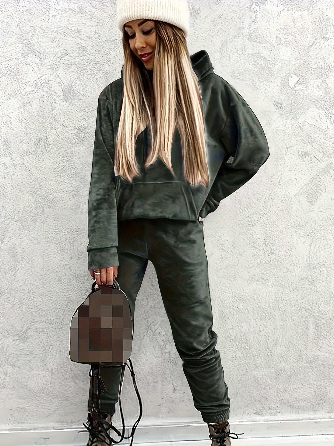 Damen Sportlicher Lounge-Set mit Kapuzenpullover und Hosen Drune