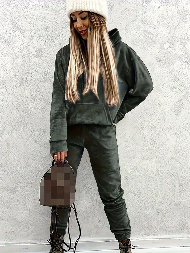 Damen Sportlicher Lounge-Set mit Kapuzenpullover und Hosen Drune