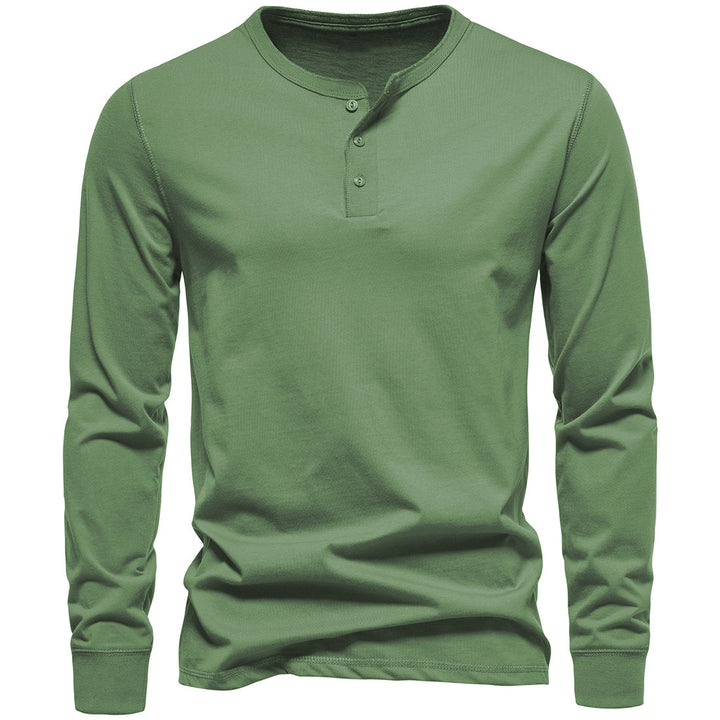 Herren Langärmliges Henley‑Shirt aus Baumwollmix mit dreifacher Knopfleiste und schmaler Silhouette Drune