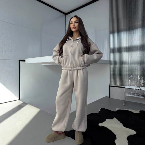 Damen lässiger Kapuzenpullover und Jogginghose Set mit elastischem Bund und praktischen Taschen Drune
