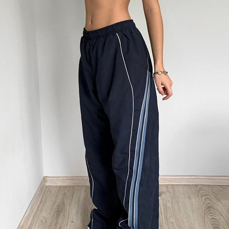 Damen Sporthose mit hohem elastischen Bund und seitlichen Kontraststreifen Drune
