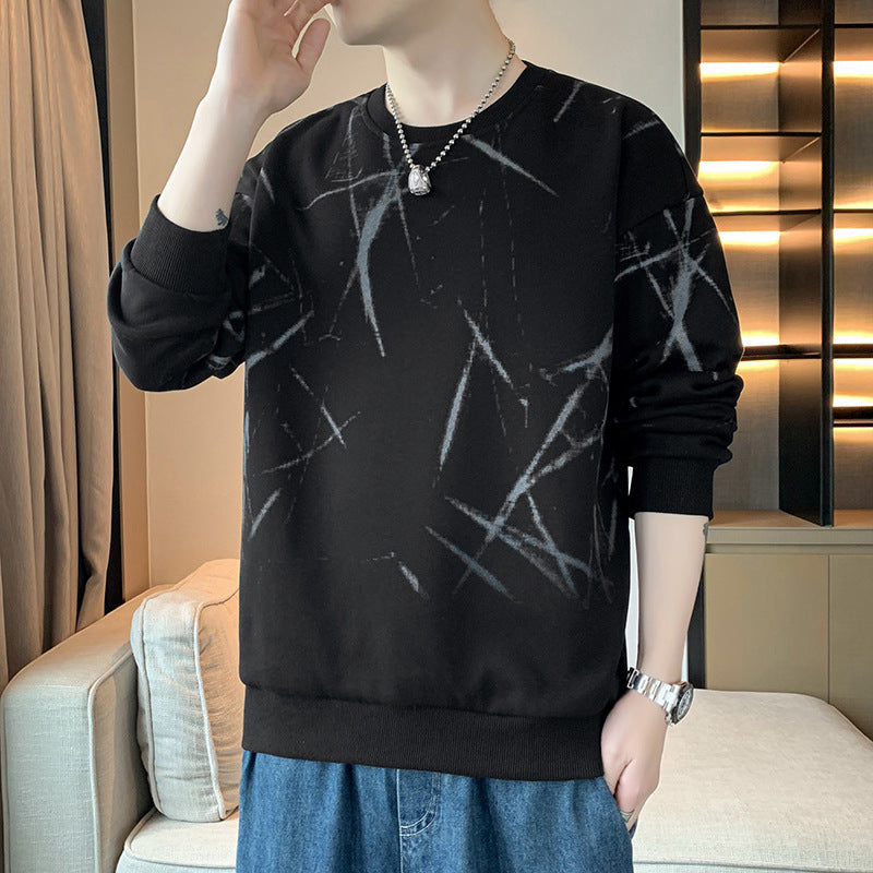 Herren Sweatshirt mit abstraktem Print, Rundhalsausschnitt und relaxed Fit Drune