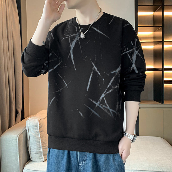 Herren Sweatshirt mit abstraktem Print, Rundhalsausschnitt und relaxed Fit Drune