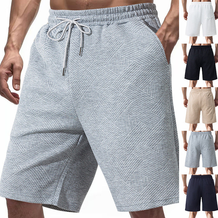 Herren nan knielange Textur-Badeshort mit elastischem Kordelbund und seitlichen Eingrifftaschen Drune