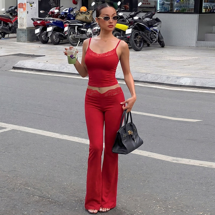 Damen Lässiges Oberteil und weiter geschnittene Hose Set Drune