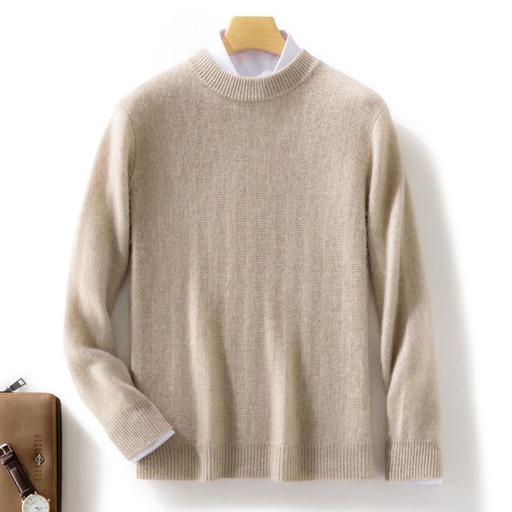Herren Feinstrickpullover mit kurzem Stehkragen, strukturierter Längsrippe und schlanker Passform Drune