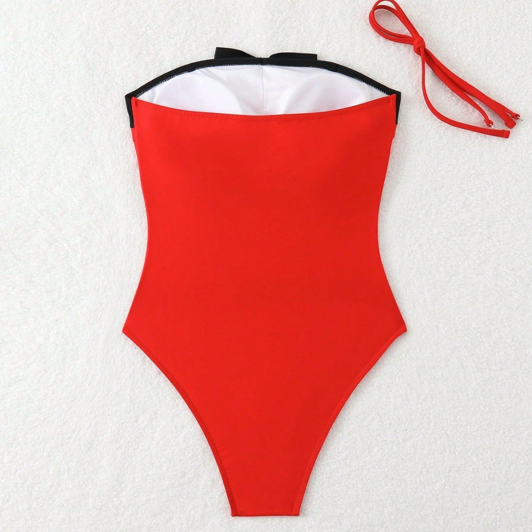 Damen Bandeau-Badeanzug mit dekorativen Schleifen Drune