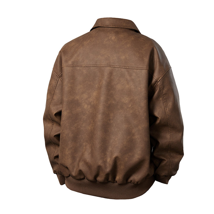 Herren Boxy-Suede-Überhemdjacke mit glatter Veloursleder‑Optik, verdecktem Reißverschluss & elastischen Bündchen Drune