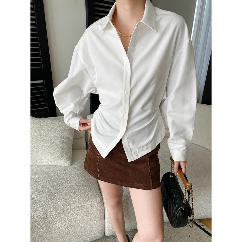 Damen lässige Hemdbluse mit oversized Schnitt und praktischen Funktionen Drune