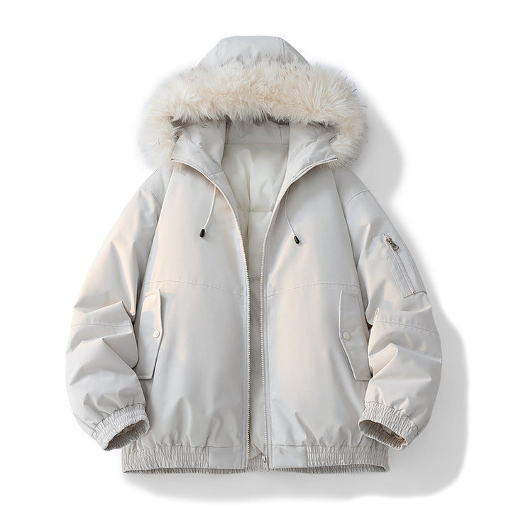 Damen Modische Winterjacke mit abnehmbarem Kunstfellkragen Drune