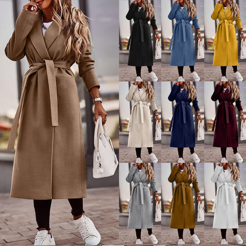 Damen eleganter und warmer Wollmantel Drune