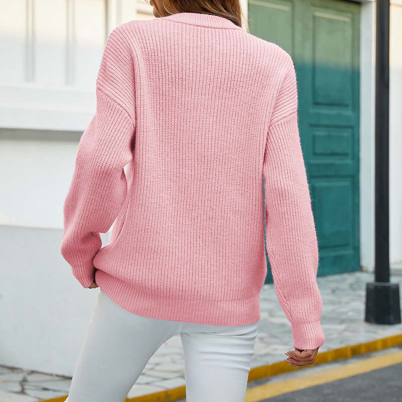Drune | Einfarbiger Strickpullover Mit Feinem Strick