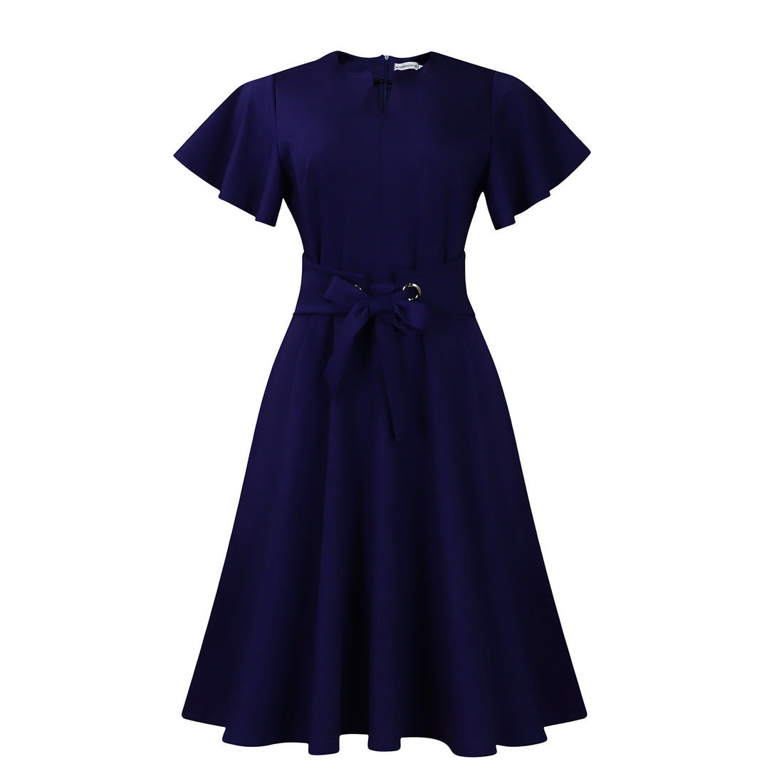 Damen Sommerliches Wickelkleid mit legerem Schnitt und Taillengürtel Drune