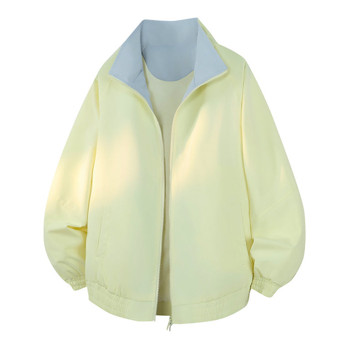 Unisex Oversize Wende-Bomberjacke mit kontrastierendem Kragen, Reißverschluss & elastischem Saum Drune