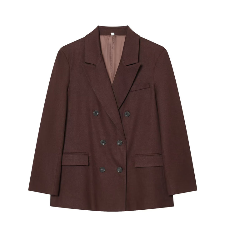 Damen Doppelreiher-Blazer und High-Waist-Hose im Tailored-Set Drune