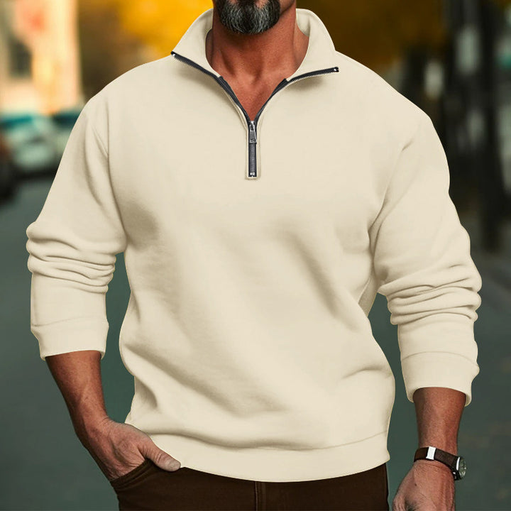 Herren Komfort-Halbzip-Sweatshirt aus French-Terry mit Stehkragen Drune