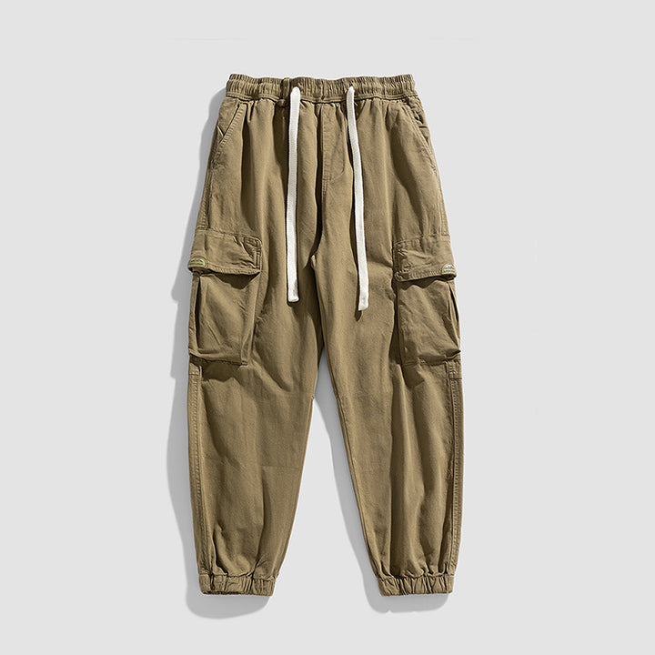 Herren Cargo-Jogger im Military-Style aus Baumwoll-Twill mit Tunnelzugbund und Mehrfachklappentaschen Drune
